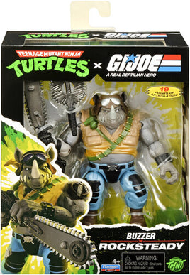 Playmates Teenage Mutant Ninja Turtles x GI Joe Buzzer Rocksteady Action Figure