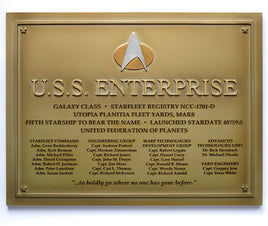 Master Replicas Star Trek: The Next Generation USS Enterprise NCC-1701-D Dedication Plaque Prop Replica