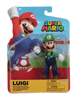 Jakks Pacific Super Mario Luigi with Super Mushroom Action Figure