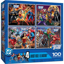DC Heroes Justice League 100 pc Jigsaw Puzzles 4-Pack