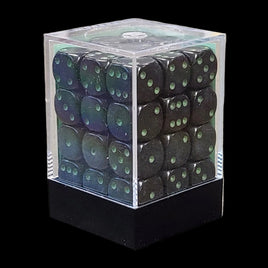 Chessex Opaque Black & Green 12mm d6 Dice Block (36 Dice)