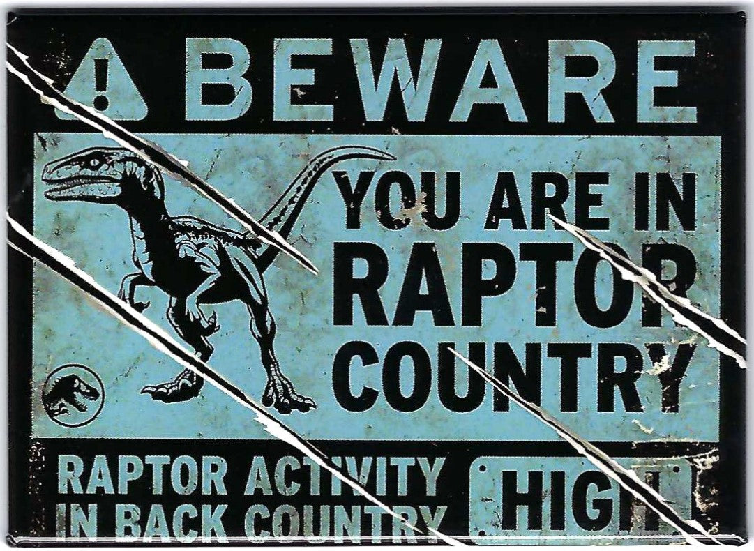 Jurassic Park Beware Raptor Country Sign Magnet| St. Mark's Comics