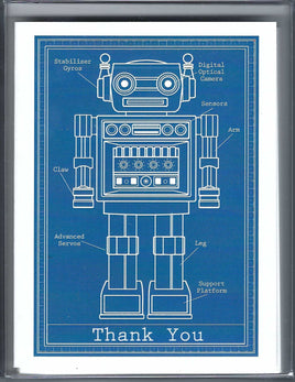 Blueprint Robot Thank You Cards
